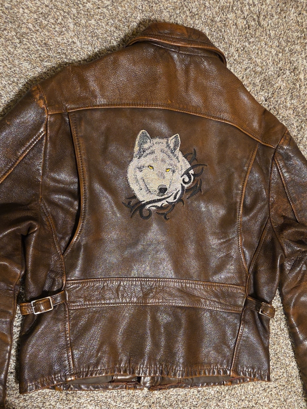 Vintage 1970's Brown Leather Moto Jacket